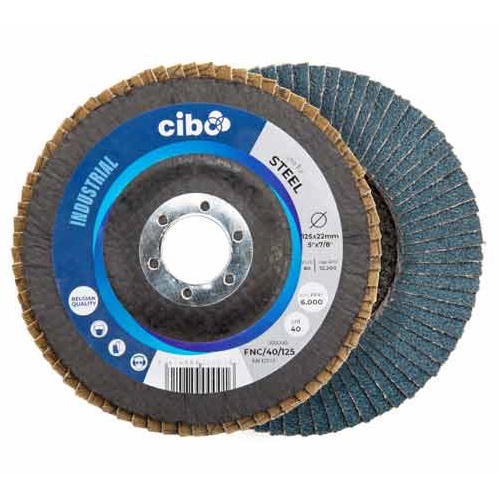 125 X 22MM 40# CIBO FNC ZIRC FLAP DISC STEEL/INOX